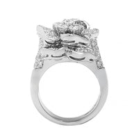 Leo Pizzo 18K White Gold Pave Diamond Flower Ring