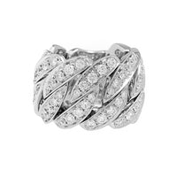 Leo Pizzo 18K White Gold Pave Diamond Wide Band Ring
