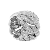 Leo Pizzo 18K White Gold Pave Diamond Wide Band Ring