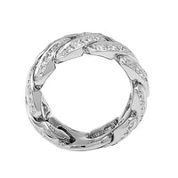 Leo Pizzo 18K White Gold Pave Diamond Wide Band Ring