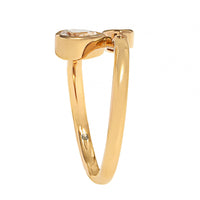 18K Yellow Gold 2 Stone Pear and Marquise Shaped Diamond Bypass Ring