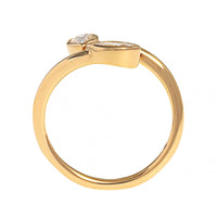 18K Yellow Gold 2 Stone Pear and Marquise Shaped Diamond Bypass Ring