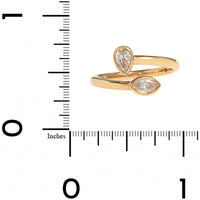 18K Yellow Gold 2 Stone Pear and Marquise Shaped Diamond Bypass Ring