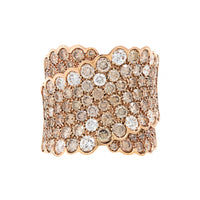 Leo Pizzo 18K Rose Gold Pave Brown and White Diamond Wide X Ring