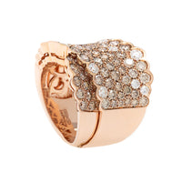 Leo Pizzo 18K Rose Gold Pave Brown and White Diamond Wide X Ring