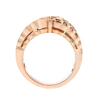 Leo Pizzo 18K Rose Gold Pave Brown and White Diamond Wide X Ring