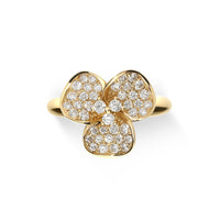 Leo Pizzo 18K Yellow Gold Pave Set Diamond 3 Petal Flower Ring