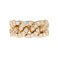 Leo Pizzo 18K Yellow Gold Pave Diamond Curb Link Ring