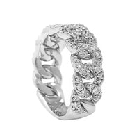 Leo Pizzo 18K White Gold Pave Diamond Curb Link Ring