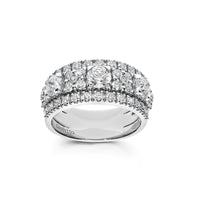 Leo Pizzo 18K White Gold 3 Row Diamond Band