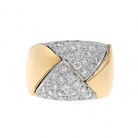 Leo Pizzo 18K Yellow and White Gold Pave Diamond Triangular Designed Ring
