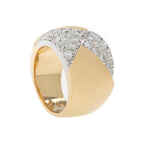 Leo Pizzo 18K Yellow and White Gold Pave Diamond Triangular Designed Ring