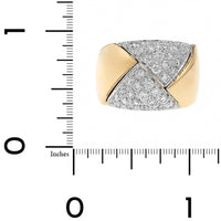 Leo Pizzo 18K Yellow and White Gold Pave Diamond Triangular Designed Ring
