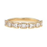 14K Yellow Gold Bar and Prong Set Square Diamond Ring