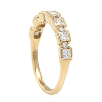 14K Yellow Gold Bar and Prong Set Square Diamond Ring