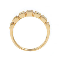 14K Yellow Gold Bar and Prong Set Square Diamond Ring