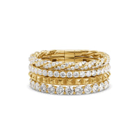 Petite Pavé Four Row Pyramid Ring 18K Yellow Gold with Diamonds, 8.6mm