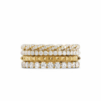 Petite Pavé Four Row Pyramid Ring 18K Yellow Gold with Diamonds, 8.6mm
