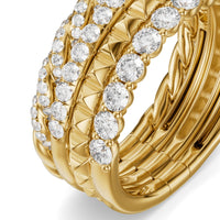 Petite Pavé Four Row Pyramid Ring 18K Yellow Gold with Diamonds, 8.6mm