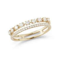 Dana Rebecca 14K Yellow Gold Ava Bea Double Diamond Row Ring