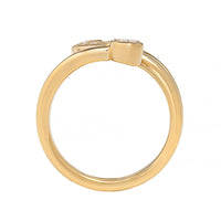 18K Yellow Gold 3 Stone Pear and Marquise Shaped Diamond Bypass Ring