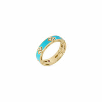 Roberto Coin 18K Yellow Gold Love In Verona Diamond and Turquoise Enamel Ring