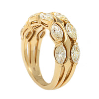 Etho Maria 18K Yellow Gold 3 Row Marquise Shaped Yellow Diamond Ring