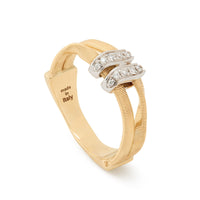 Marco Bicego 18K Yellow Gold Marrakech 2 Strand Pave Diamond Station Ring