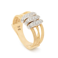 Marco Bicego 18K Yellow and White Gold Marrakech 3 Strand Pave Diamond Station Ring