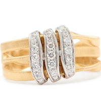 Marco Bicego 18K Yellow and White Gold Marrakech 3 Strand Pave Diamond Station Ring