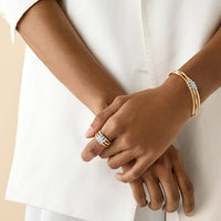 Marco Bicego 18K Yellow and White Gold Marrakech 3 Strand Pave Diamond Station Ring