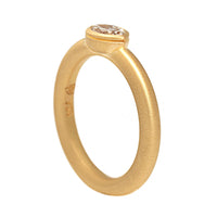 Jade Ruzzo 18K Yellow Gold One-of-a-Kind Bezel Set Marquise Cut Light Brown Diamond Ring