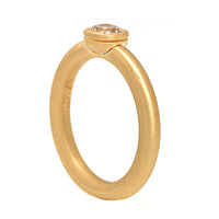 Jade Ruzzo 18K Yellow Gold One-of-a-Kind Bezel Set Cushion Cut Light Brown Diamond Ring
