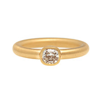 Jade Ruzzo 18K Yellow Gold One-of-a-Kind Bezel Set Cushion Cut Light Brown Diamond Ring