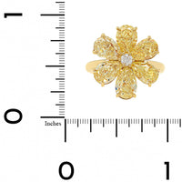18K Yellow Gold Pear Shaped Yellow Diamond Flower Ring