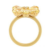 18K Yellow Gold Pear Shaped Yellow Diamond Flower Ring