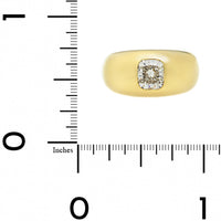 18K Yellow Gold Burnished Set Cushion Cut Diamond Pinky Ring