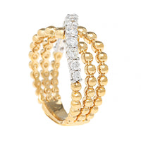 14K Two-Tone Gold Criss Cross Diamond Ring