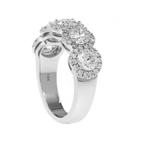18K White Gold 5 Stone Round Diamond Halo Ring