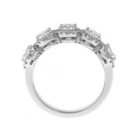 18K White Gold 5 Stone Round Diamond Halo Ring