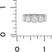 18K White Gold 5 Stone Round Diamond Halo Ring