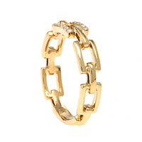 14K Yellow Gold Pave Diamond Chain Link Ring