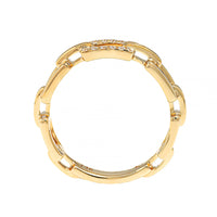 14K Yellow Gold Pave Diamond Chain Link Ring