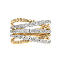 14K Two-Tone Gold Criss Cross Diamond Ring