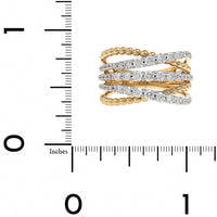 14K Two-Tone Gold Criss Cross Diamond Ring