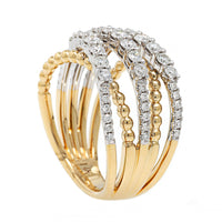 14K Two-Tone Gold Criss Cross Diamond Ring
