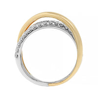 14K Two-Tone Gold Criss Cross Diamond Ring