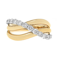 14K Two-Tone Gold Criss Cross Diamond Ring