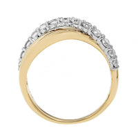 14K Two-Tone Gold Criss Cross Diamond Ring