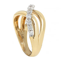 14K Two-Tone Gold Criss Cross Diamond Ring